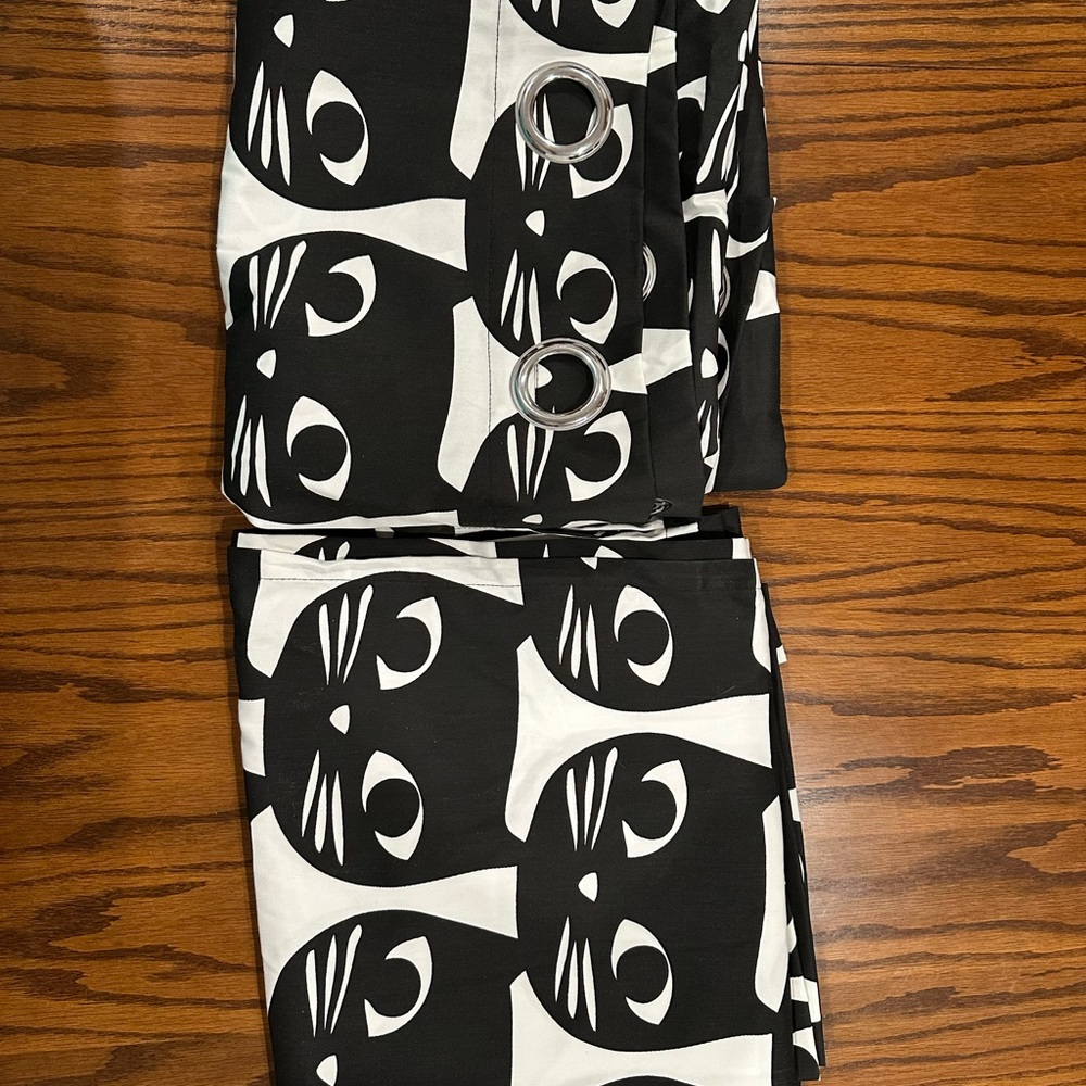 IKEA Black and White cat curtains